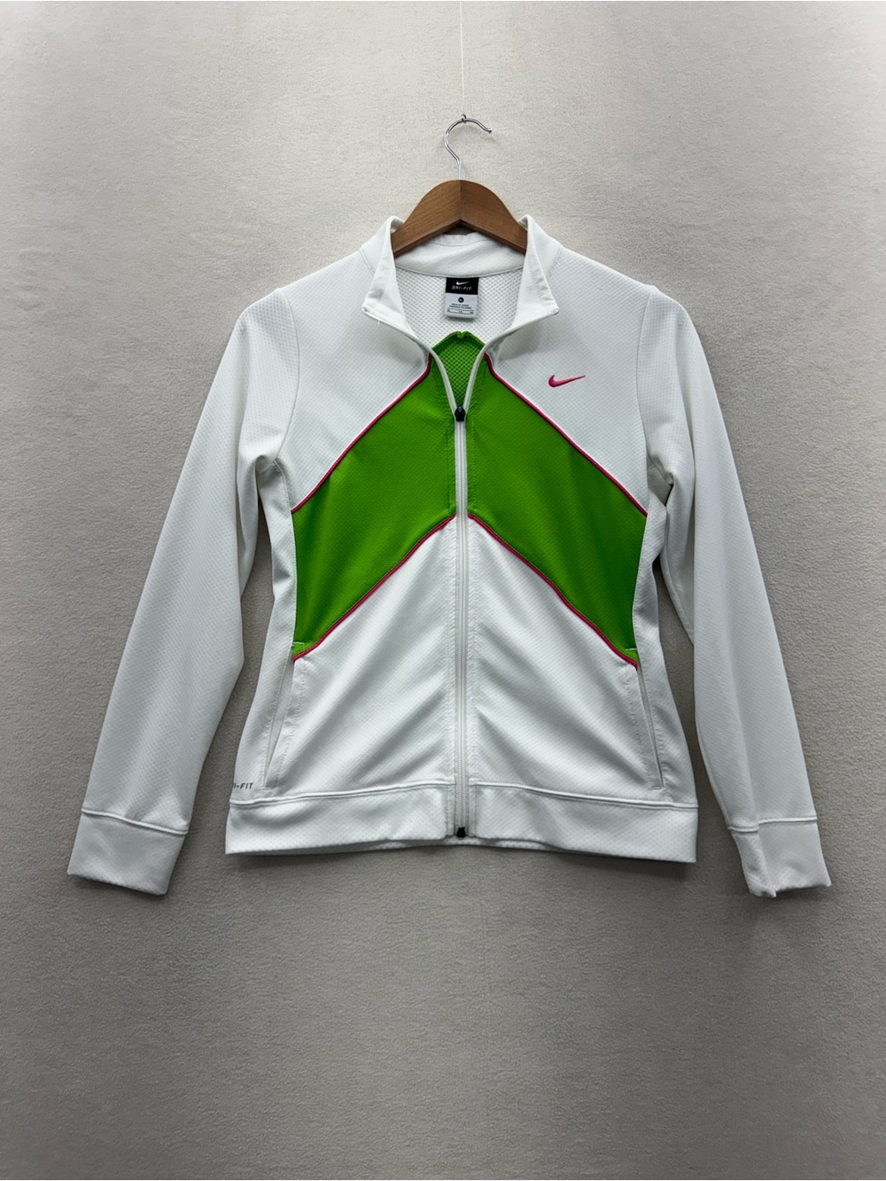 Vintage Nike Jacket Women's XL Full Zip Jacket Coat White Green